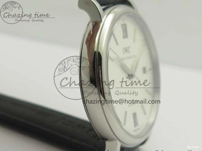 MIROTIME 0730 Portofino Automatic SS MKF 1:1 Best Edition White Dial On Black Leather Strap MIYOTA 9015 V Original 7204